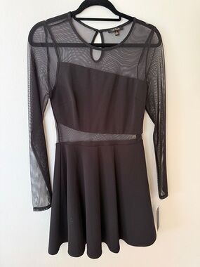 knee length dresses for ladies City Studio Juniors' Square-Neck Long-Sleeve Tweed Dress